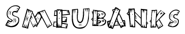 The clipart image shows the name Smeubanks stylized to look like it is constructed out of separate wooden planks or boards, with each letter having wood grain and plank-like details.