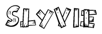 The clipart image shows the name Slyvie stylized to look like it is constructed out of separate wooden planks or boards, with each letter having wood grain and plank-like details.