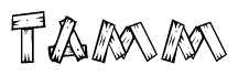 The clipart image shows the name Tamm stylized to look like it is constructed out of separate wooden planks or boards, with each letter having wood grain and plank-like details.