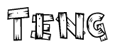 The image contains the name Teng written in a decorative, stylized font with a hand-drawn appearance. The lines are made up of what appears to be planks of wood, which are nailed together