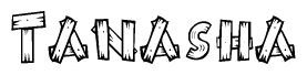 The clipart image shows the name Tanasha stylized to look like it is constructed out of separate wooden planks or boards, with each letter having wood grain and plank-like details.