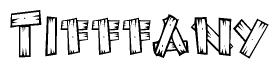 The clipart image shows the name Tifffany stylized to look like it is constructed out of separate wooden planks or boards, with each letter having wood grain and plank-like details.