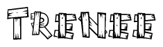 The clipart image shows the name Trenee stylized to look as if it has been constructed out of wooden planks or logs. Each letter is designed to resemble pieces of wood.
