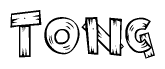 The clipart image shows the name Tong stylized to look like it is constructed out of separate wooden planks or boards, with each letter having wood grain and plank-like details.