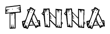 The clipart image shows the name Tanna stylized to look like it is constructed out of separate wooden planks or boards, with each letter having wood grain and plank-like details.