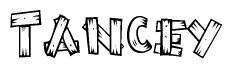 The image contains the name Tancey written in a decorative, stylized font with a hand-drawn appearance. The lines are made up of what appears to be planks of wood, which are nailed together