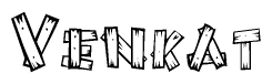 The clipart image shows the name Venkat stylized to look like it is constructed out of separate wooden planks or boards, with each letter having wood grain and plank-like details.