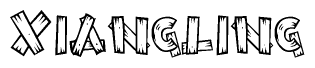 The clipart image shows the name Xiangling stylized to look as if it has been constructed out of wooden planks or logs. Each letter is designed to resemble pieces of wood.