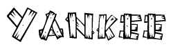 The clipart image shows the name Yankee stylized to look like it is constructed out of separate wooden planks or boards, with each letter having wood grain and plank-like details.