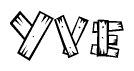 The clipart image shows the name Yve stylized to look like it is constructed out of separate wooden planks or boards, with each letter having wood grain and plank-like details.