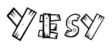 The clipart image shows the name Yesy stylized to look like it is constructed out of separate wooden planks or boards, with each letter having wood grain and plank-like details.
