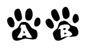 The image shows a series of animal paw prints arranged horizontally. Within each paw print, there's a letter; together they spell Ab
