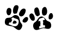 The image shows a series of animal paw prints arranged horizontally. Within each paw print, there's a letter; together they spell Di