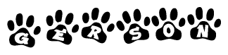The image shows a series of animal paw prints arranged horizontally. Within each paw print, there's a letter; together they spell Gerson