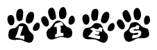 The image shows a series of animal paw prints arranged horizontally. Within each paw print, there's a letter; together they spell Lies