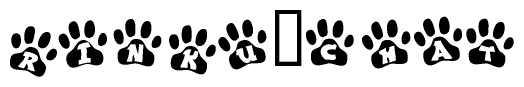 The image shows a series of animal paw prints arranged horizontally. Within each paw print, there's a letter; together they spell Rinku chat