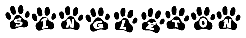 The image shows a row of animal paw prints, each containing a letter. The letters spell out the word Singleton within the paw prints.