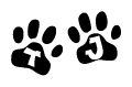 The image shows a row of animal paw prints, each containing a letter. The letters spell out the word Tj within the paw prints.