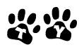 The image shows a series of animal paw prints arranged horizontally. Within each paw print, there's a letter; together they spell Ty