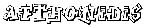 The clipart image depicts the word Afthonidis in a style reminiscent of graffiti. The letters are drawn in a bold, block-like script with sharp angles and a three-dimensional appearance.