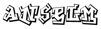 The clipart image features a stylized text in a graffiti font that reads Anselm.