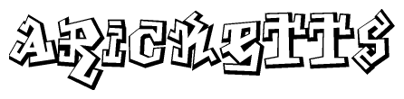 The clipart image depicts the word Aricketts in a style reminiscent of graffiti. The letters are drawn in a bold, block-like script with sharp angles and a three-dimensional appearance.
