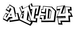 The image is a stylized representation of the letters Andy designed to mimic the look of graffiti text. The letters are bold and have a three-dimensional appearance, with emphasis on angles and shadowing effects.
