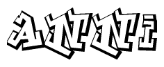 The image is a stylized representation of the letters Anni designed to mimic the look of graffiti text. The letters are bold and have a three-dimensional appearance, with emphasis on angles and shadowing effects.