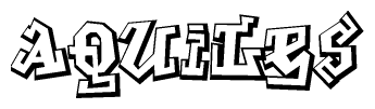 The clipart image features a stylized text in a graffiti font that reads Aquiles.