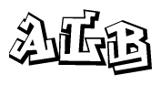 The clipart image depicts the word Alb in a style reminiscent of graffiti. The letters are drawn in a bold, block-like script with sharp angles and a three-dimensional appearance.
