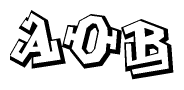 The clipart image depicts the word Aob in a style reminiscent of graffiti. The letters are drawn in a bold, block-like script with sharp angles and a three-dimensional appearance.
