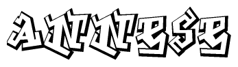 The image is a stylized representation of the letters Annese designed to mimic the look of graffiti text. The letters are bold and have a three-dimensional appearance, with emphasis on angles and shadowing effects.