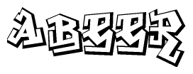 The clipart image features a stylized text in a graffiti font that reads Abeer.