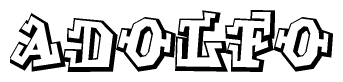 The clipart image depicts the word Adolfo in a style reminiscent of graffiti. The letters are drawn in a bold, block-like script with sharp angles and a three-dimensional appearance.