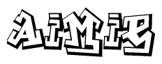 The image is a stylized representation of the letters Aimie designed to mimic the look of graffiti text. The letters are bold and have a three-dimensional appearance, with emphasis on angles and shadowing effects.
