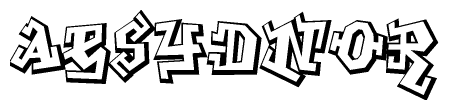 The clipart image depicts the word Aesydnor in a style reminiscent of graffiti. The letters are drawn in a bold, block-like script with sharp angles and a three-dimensional appearance.