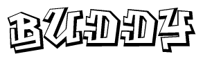The clipart image features a stylized text in a graffiti font that reads Buddy.