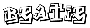 The clipart image depicts the word Beatie in a style reminiscent of graffiti. The letters are drawn in a bold, block-like script with sharp angles and a three-dimensional appearance.