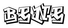 The clipart image depicts the word Bene in a style reminiscent of graffiti. The letters are drawn in a bold, block-like script with sharp angles and a three-dimensional appearance.