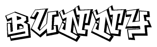 The clipart image depicts the word Bunny in a style reminiscent of graffiti. The letters are drawn in a bold, block-like script with sharp angles and a three-dimensional appearance.