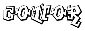 The clipart image depicts the word Conor in a style reminiscent of graffiti. The letters are drawn in a bold, block-like script with sharp angles and a three-dimensional appearance.
