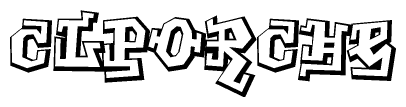 The clipart image features a stylized text in a graffiti font that reads Clporche.