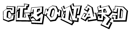 The image is a stylized representation of the letters Cleonard designed to mimic the look of graffiti text. The letters are bold and have a three-dimensional appearance, with emphasis on angles and shadowing effects.