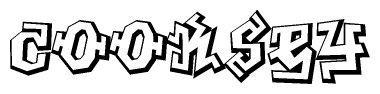 The clipart image depicts the word Cooksey in a style reminiscent of graffiti. The letters are drawn in a bold, block-like script with sharp angles and a three-dimensional appearance.
