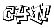 The image is a stylized representation of the letters Cyn designed to mimic the look of graffiti text. The letters are bold and have a three-dimensional appearance, with emphasis on angles and shadowing effects.
