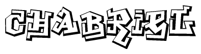 The clipart image depicts the word Chabriel in a style reminiscent of graffiti. The letters are drawn in a bold, block-like script with sharp angles and a three-dimensional appearance.