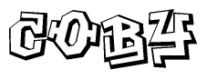The clipart image depicts the word Coby in a style reminiscent of graffiti. The letters are drawn in a bold, block-like script with sharp angles and a three-dimensional appearance.