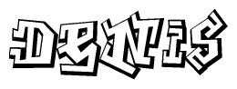 The image is a stylized representation of the letters Denis designed to mimic the look of graffiti text. The letters are bold and have a three-dimensional appearance, with emphasis on angles and shadowing effects.
