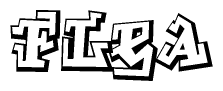 The clipart image depicts the word Flea in a style reminiscent of graffiti. The letters are drawn in a bold, block-like script with sharp angles and a three-dimensional appearance.