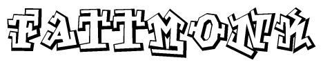 The clipart image depicts the word Fattmonk in a style reminiscent of graffiti. The letters are drawn in a bold, block-like script with sharp angles and a three-dimensional appearance.